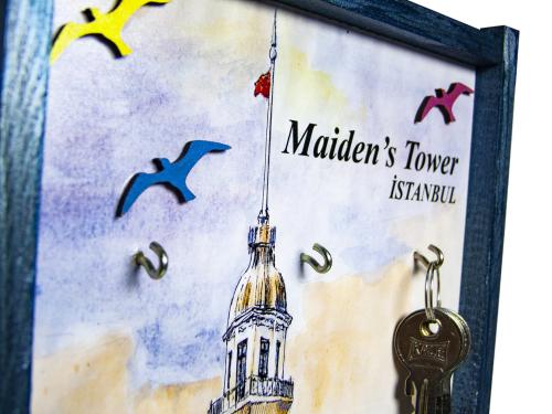 Kızkulesi Temalı Mavi Tablo Anahtarlık Kutusu - Halkkitabevi