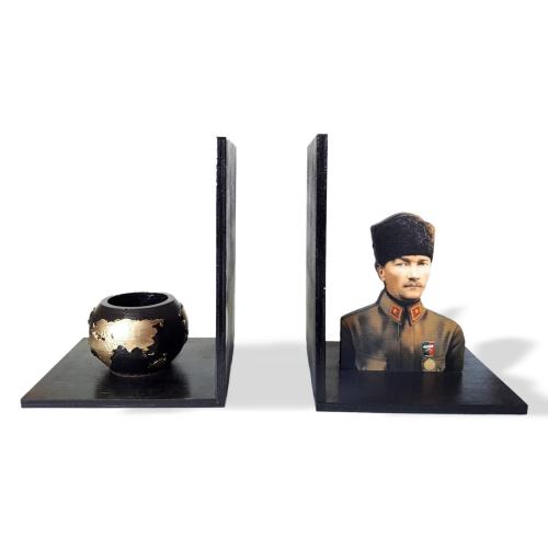 Kalpaklı Atatürk Baskılı Kütüphane, Dünya Desenli Küçük Beton Saksılı 