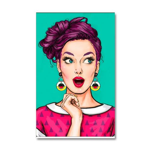 Vera Retro Kadın Baskılı Ahşap Tablo Model 2 - Halkkitabevi