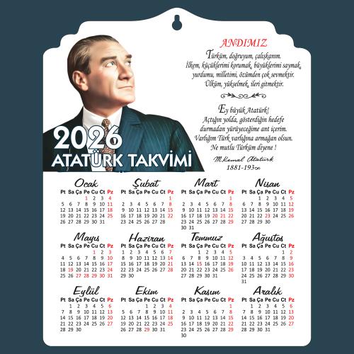 2026 Ahşap Atatürk Takvimi Ayyıldız - Halkkitabevi