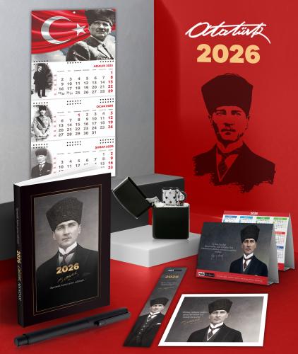 2026 Atatürk Kalpaklı Ajanda - Ayyıldız Duvar Takvimi - Masa Takvimi -