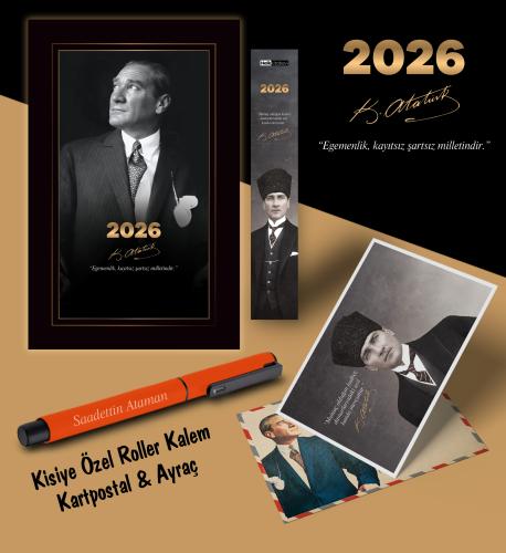 2026 İstikbal Atatürk Ajandası Ayraç Kartpostal Kalem - Turuncu - Halk