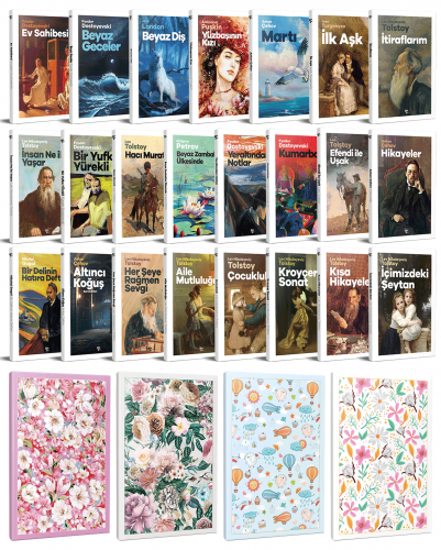 23 Dünya Klasiği ve Çiçekli Çizgili Defter Seti -2 - Halkkitabevi