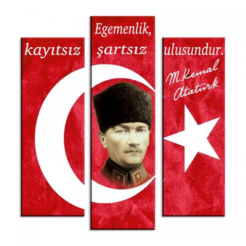 3'lü Ahşap Magnet - Atatürk Resimli Model 9