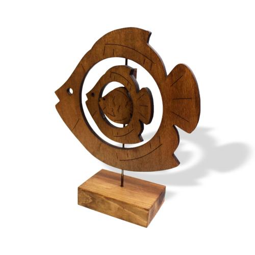 3'lü Balık Ailesi Ahşap Oda Süsü