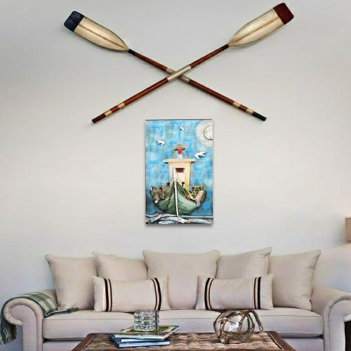 3D Ahşap Kabartma Tablo Balıkçı Teknesi ve Martılar - Halkkitabevi