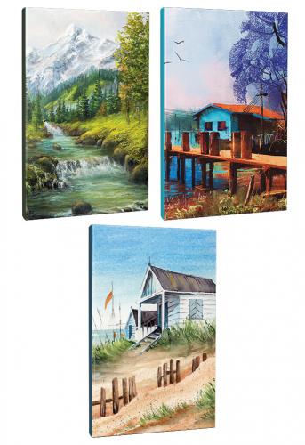 3lü Manzara Temalı 13,5x19,5cm 64 Sayfa Çizgili Okul Defteri Seti -2 -