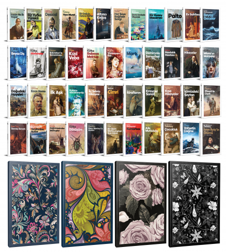 45 Dünya Klasiği ve  4 Adet 64 Sayfa Çiçekli Çizgili Defter Seti -1