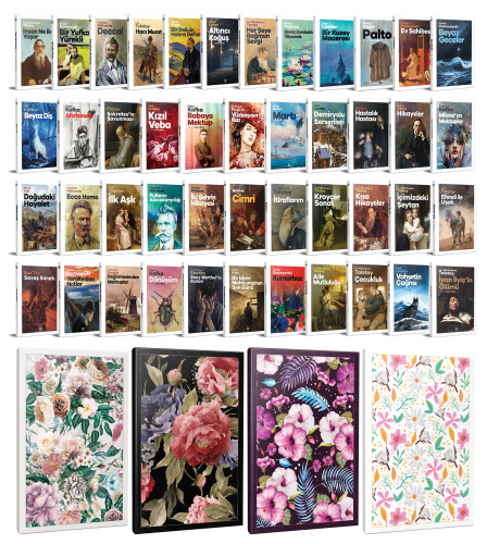 45 Dünya Klasiği ve  4 Adet 64 Sayfa Çiçekli Çizgili Defter Seti -3