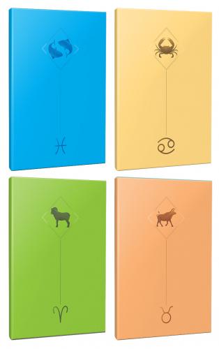 4lü Burç-Astroloji Temalı 13,5x19,5cm 64 Sayfa Çizgisiz Defter Seti -3