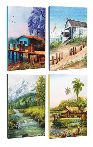 4lü Manzara Temalı 13,5x19,5cm 64 Sayfa Çizgili Okul Defteri Seti -10 