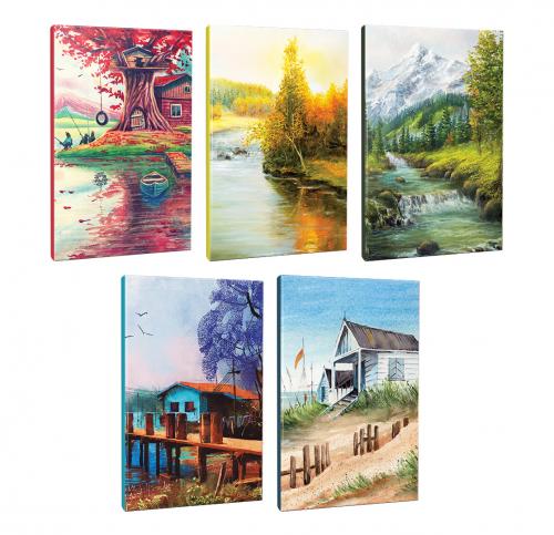 5li Manzara Temalı 13,5x19,5cm 64 Sayfa Çizgili Okul Defteri Seti -2 -
