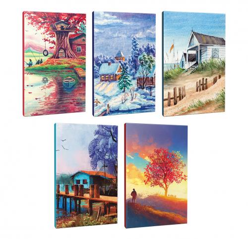 5li Manzara Temalı 13,5x19,5cm 64 Sayfa Çizgili Okul Defteri Seti -6 -