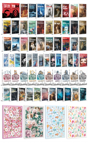 65 Dünya Klasiği ve Çiçekli Çizgili Defter Seti -2 - Halkkitabevi