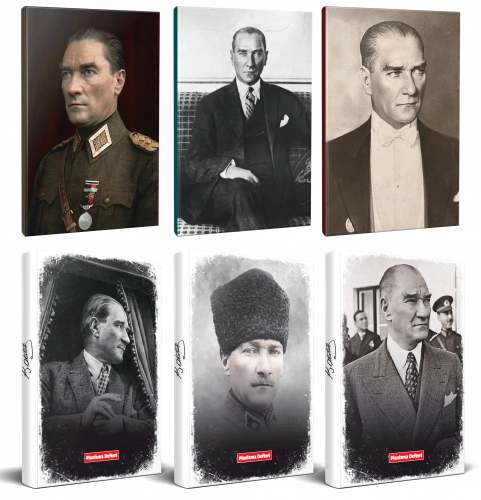 6lı Atatürk 64 Sayfa 13,5x19,5cm Defter ve 176 Sayfa Planlama Defteri 