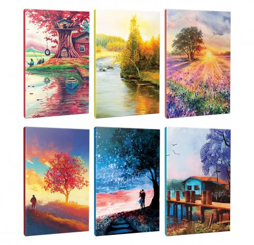 6lı Manzara Temalı 13,5x19,5cm 64 Sayfa Çizgili Okul Defteri Seti -5 -