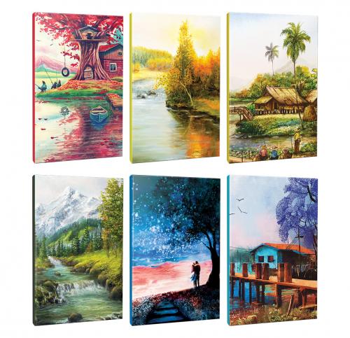 6lı Manzara Temalı 13,5x19,5cm 64 Sayfa Çizgili Okul Defteri Seti -7 -