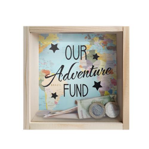 Camlı Ahşap Kumbara Adventure Ham Ahşap - Halkkitabevi