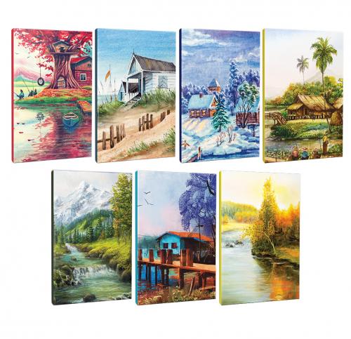 7li Manzara Temalı 13,5x19,5cm 64 Sayfa Çizgili Okul Defteri Seti -1 -