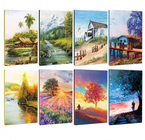8li Manzara Temalı 13,5x19,5cm 64 Sayfa Çizgili Okul Defteri Seti -2 -