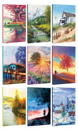 9lu Manzara Temalı 13,5x19,5cm 64 Sayfa Çizgili Okul Defteri Seti -2 -