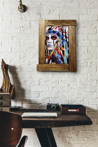 3D Kızılderili Kadın Ahşap Tablo - Halkkitabevi