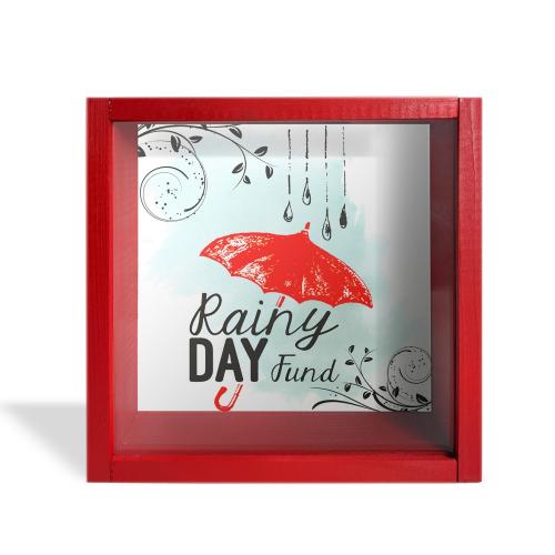 Camlı Ahşap Kumbara Kırmızı Şemsiyeli Kırmızı - Halkkitabevi