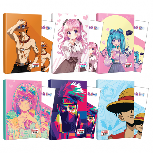 Altılı Ace-Icecream-Naruto-Luffy-Violet-Catgirl Defter ve Ayraç - Hal