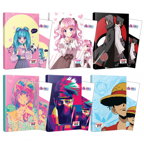 Altılı Catgirl-Icecream-Naruto-Luffy-Violet-Sasuke-Itachi Defter ve Ay