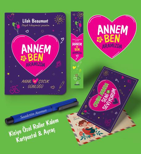 Annem ve Ben Aramızda Ayraç Kartpostal Kişiye Özel Kalem - Lacivert