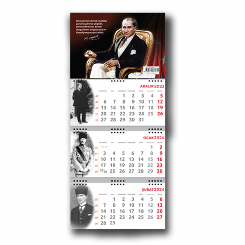 2024 Atatürk Asil Duvar Takvimi