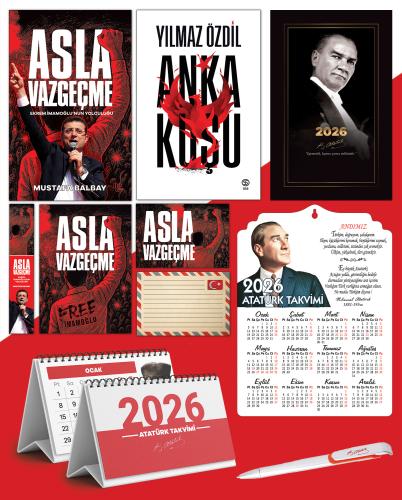 Asla Vazgeçme - Ayraç - Kartpostal - Poster - Anka Kuşu -  2026 Ajanda Gazi Paşa - Ayyıldız Ahşap Duvar Takvimi - Masa Takvimi