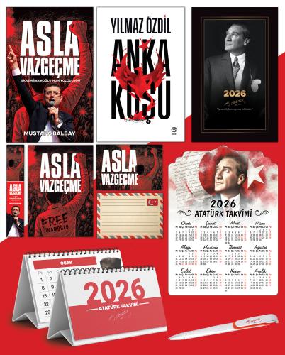 Asla Vazgeçme - Ayraç - Kartpostal - Poster - Anka Kuşu -  2026 Ajanda İstikbal - İstikbal Ahşap Duvar Takvimi - Masa Takvimi