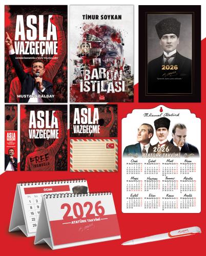 Asla Vazgeçme - Ayraç - Kartpostal - Poster - Baron İstilası -  2026 Ajanda Kalpaklı - Ata Ahşap Duvar Takvimi - Masa Takvimi