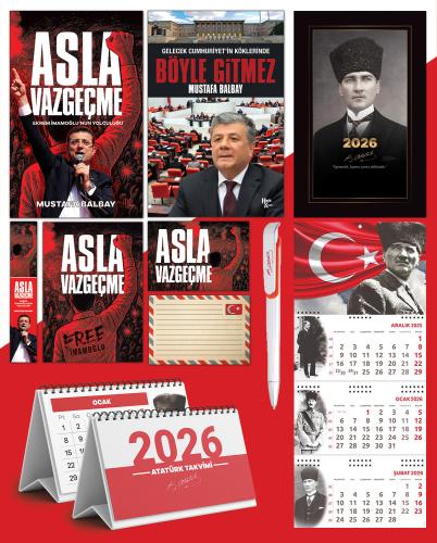 Asla Vazgeçme - Ayraç - Kartpostal - Poster - Böyle Gitmez -  2026 Ajanda Kalpaklı - Ay Yıldız Duvar Takvimi - Masa Takvimi