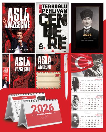 Asla Vazgeçme - Ayraç - Kartpostal - Poster - Cendere -  2026 Ajanda Kalpaklı - Ay Yıldız Duvar Takvimi - Masa Takvimi