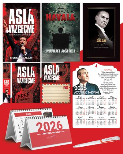 Asla Vazgeçme - Ayraç - Kartpostal - Poster - Havala -  2026 Ajanda Gazi Paşa - Ayyıldız Ahşap Duvar Takvimi - Masa Takvimi