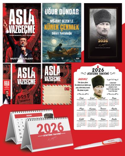 Asla Vazgeçme - Ayraç - Kartpostal - Poster - Müjdat Gezenle Kürek Çekmek -  2026 Ajanda Komutan - Kalpaklı Ahşap Duvar Takvimi - Masa Takvimi