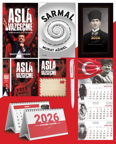 Asla Vazgeçme - Ayraç - Kartpostal - Poster - Sarmal -  2026 Ajanda Kalpaklı - Ay Yıldız Duvar Takvimi - Masa Takvimi