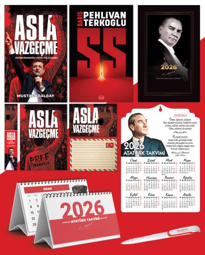 Asla Vazgeçme - Ayraç - Kartpostal - Poster - SS -  2026 Ajanda Gazi Paşa - Ayyıldız Ahşap Duvar Takvimi - Masa Takvimi