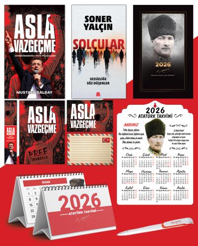 Asla Vazgeçme - Ayraç - Kartpostal - Poster - Solcular -  2026 Ajanda Komutan - Kalpaklı Ahşap Duvar Takvimi - Masa Takvimi