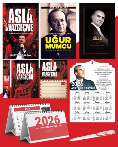 Asla Vazgeçme - Ayraç - Kartpostal - Poster - Uğur Mumcu -  2026 Ajanda Gazi Paşa - Ayyıldız Ahşap Duvar Takvimi - Masa Takvimi