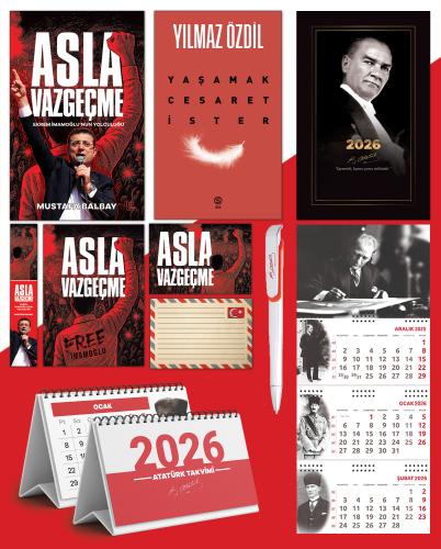 Asla Vazgeçme - Ayraç - Kartpostal - Poster - Yaşamak Cesaret İster -  2026 Ajanda Gazi Paşa - İmza Duvar Takvimi - Masa Takvimi