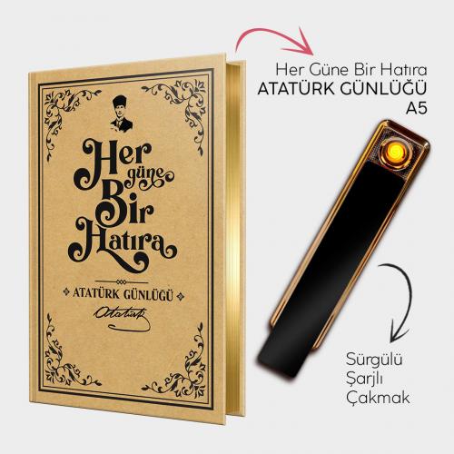 Atatürk Günlüğü A5 ve Sürgülü Şarjlı Çakmak