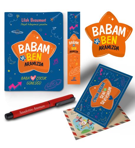 Babam ve Ben Aramızda Ayraç Kartpostal Kalem - Kırmızı