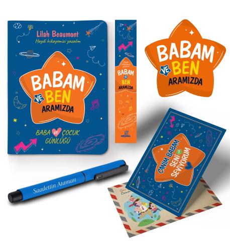 Babam ve Ben Aramızda Ayraç Kartpostal Kalem - Mavi