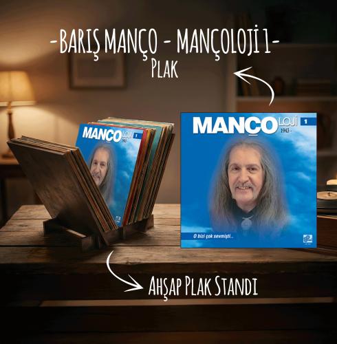 Barış Manço - Mançoloji 1 Plak ve Ahşap Plak Standı - Halkkitabevi
