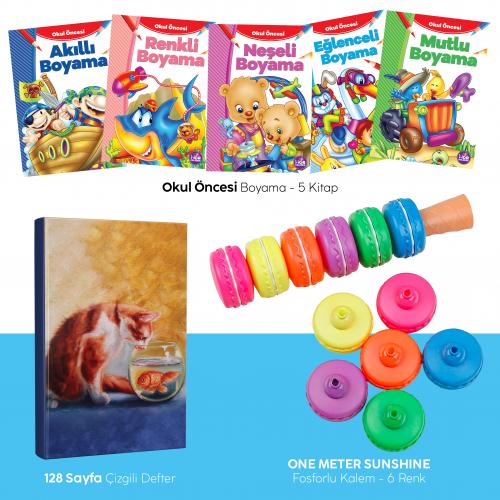 Beşli Boyama Kitabı - Fosforlu Kalem MD-038B - Kedi Rüyası Kediler Def