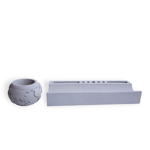 Beton Ofis Seti - Masaüstü Organizer, Küçük Dünya Beton Saksı