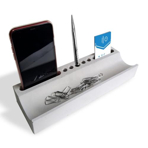 Beton Telefon Standı ve Masaüstü Düzenleyici "Kalem Hediyeli"